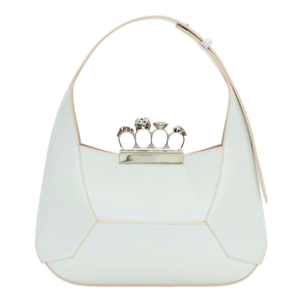 👜 🆕 Alexander McQueen Women's The Jewelled Hobo Bag in Ivory